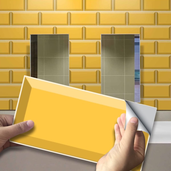 20x10cm 27 st självhäftande kakeldekaler, vattentäta PVC-kakeldekaler för stänkskydd i hemmet, kök, inredning, kejsargult