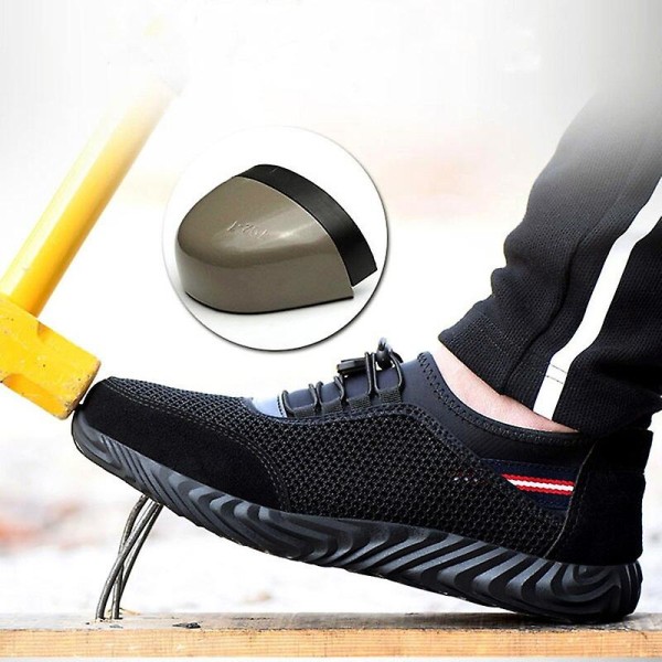 Säkerhetsskor i stålstå för män Punkteringssäkra arbetsstövlar Lättviktsventilerande utomhussneakers Bekväma skor 43