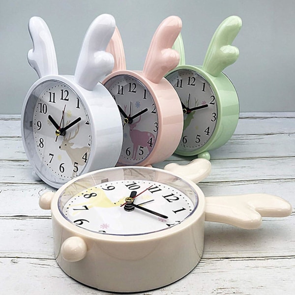 Barneklokke, vekkerklokke, kaninvekkerklokke, klassisk analog vekkerklokke, vekkerklokke (rosa)