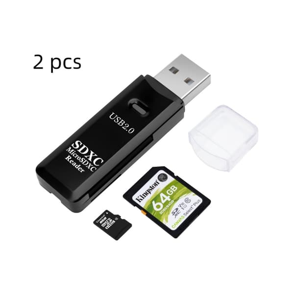 2 st USB2.0 SD/TF-kortläsare, USB 2.0 480 Mbps dubbelplats OTG-minneskortadapter för TF/Micro SD/SD/SDXC/Micro SDXC/Micro SDHC-minneskort