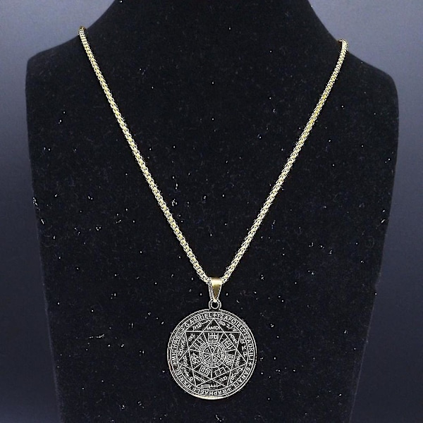 Sju Ærkeengle Amulet Halskæde i Rustfrit Stål til Mænd Segl af Salomon Talisman Halskæde Beskyttelse Smykker Krave Hombre_lldxm Db