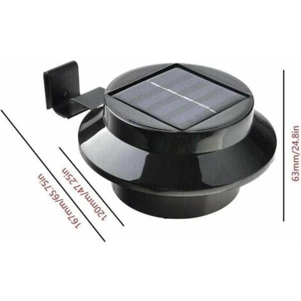 6-pack LED solcellslampor för stuprör, staket, tak, ränna, trädgård, gård, vägg, svart