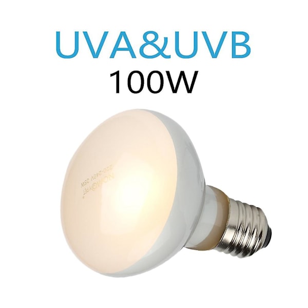 2-pakning reptil UVB UVA varmelampe lyspære for naturtro lys og varme for reptiler, amfibier og fugler (100 W)