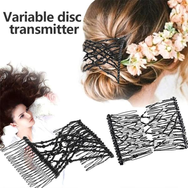 Magiska hårkamklämmor med kristallpärlor, elastisk dubbel hårnål för kvinnor, flickor, bröllopsfest, dagligt bruk, 3-pack