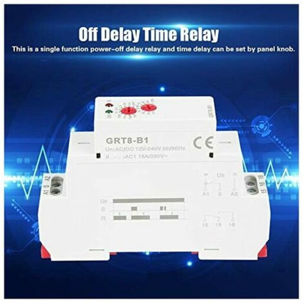 Viiverele - GRT8-B1 AC/DC12-240V, Monitoiminen viiverele, Mini viiverele, DIN-kiskoon asennettava, 10 toimintoa, LED-merkkivalot, Teollisuus
