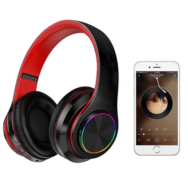 Bluetooth-kuulokkeet Langattomat Kuulokkeet Yli Korvan Mikrofonilla Black-Red