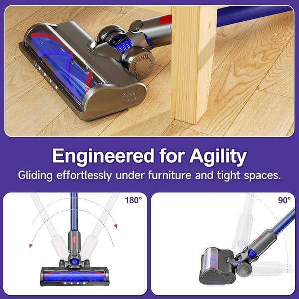 Erstatningsstøvsugerhode for Dyson V7/V8/V10/V11/V15/V8 Slim, LED V-formet børste, harde gulv og lavluvede tepper