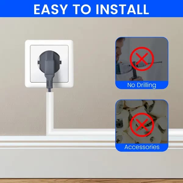 Self-adhesive cable organizer, flexible, paintable cable hider for TV and speaker cables, white, 6 meters