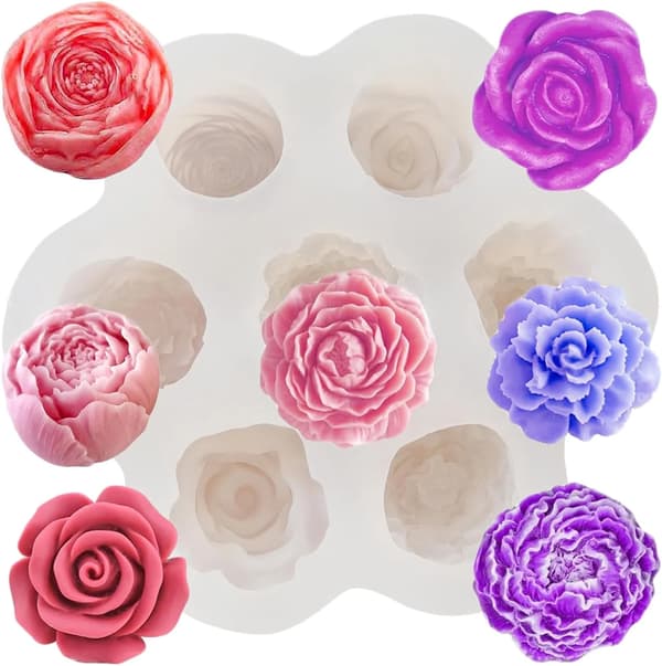 Blomst Silikoneform Sæt til Rose og Pæon Fondant Kagepynt, Slik Chokolade Ler Gum Paste, Grå