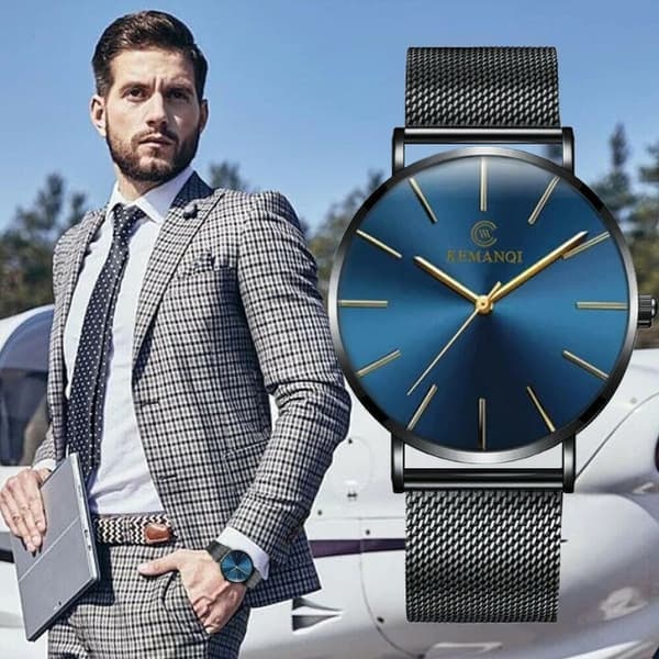 Ultratunn Klocka - Kvarts Klocka för Män - Armbandsur