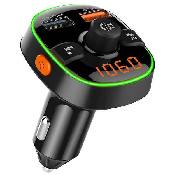 Bil FM-sändare, trådlös Bluetooth 5.0 Radio Car Kit Support Tf