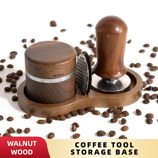 Træ Espresso Tamperstation, Figur-8 Tamperholder til Kaffebartilbehør (Valnød) Walnut wood