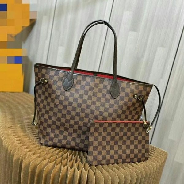 Trendig fashionabel väska stor handväska axelväska Brun Röd LV