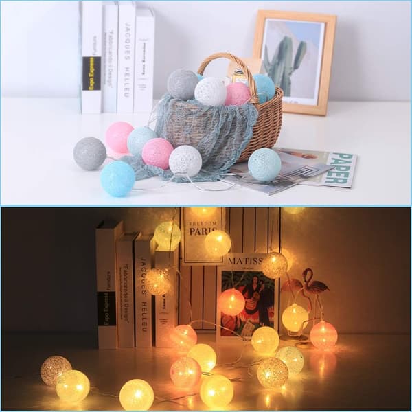 Bomullsball-lysslynge, 3M 20 LED-lys batteridrevet lysslynge