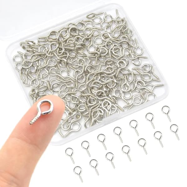 300 stycken miniskruvöglor för korkflaskor, berlockpärlor och smyckestillverkning, 13 x 6 mm