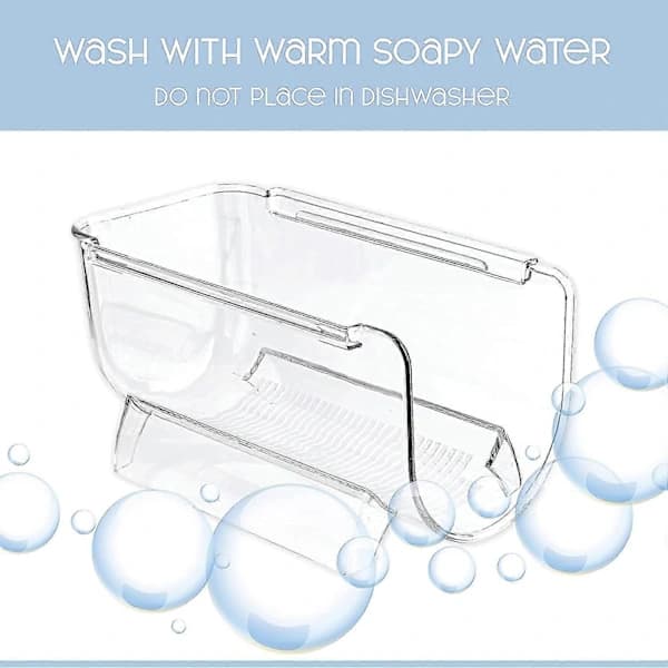 4-pack Wine and Water Bottle Organizer, Stackable Plastic Wine Holder for Pantry, Kitchen, Refrigerator, Four Compartments