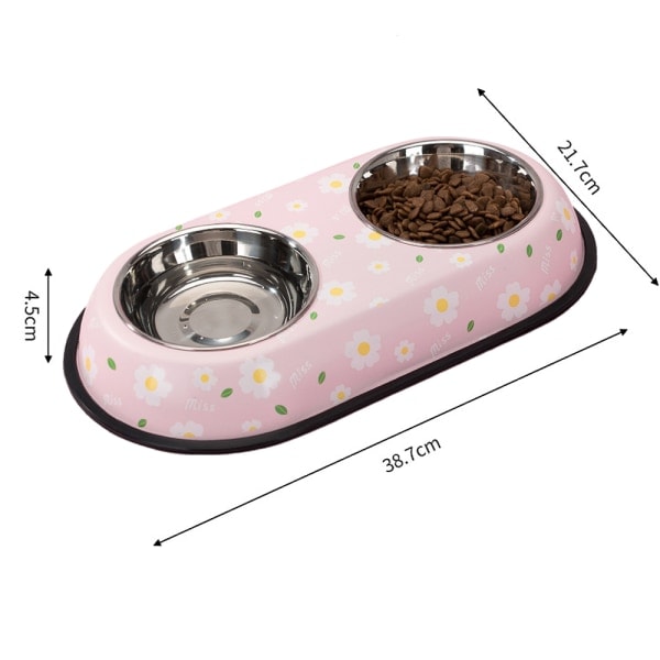Dobbelt hundeskål Premium rustfrit stål Vand- og madskål til hund og kat