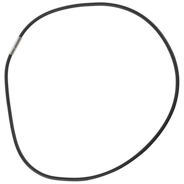 TS-2x 3mm Sort Gummisnor Halskæde Med Rustfri Stål Lukning - 18 Tommer