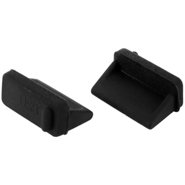 TS-10 st Silikon USB Port Plugg Skyddskåpa Svart