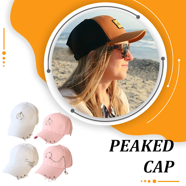 Baseballcaps i Hip Hop-stil i bomull med ring-baseballdekor Semi-ring White