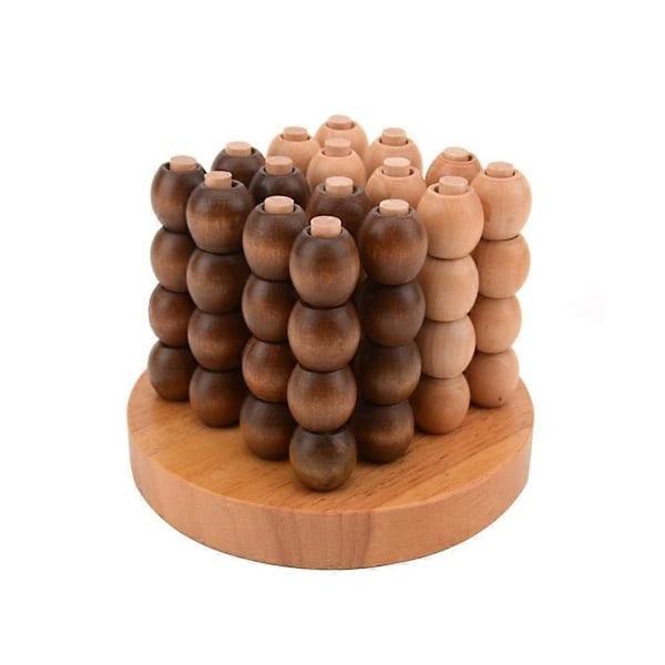 Vuxen Barn Pedagogiskt Spel Trä 3D Connect Four Schack Spatialt Tänkande Leksak - Perfekt