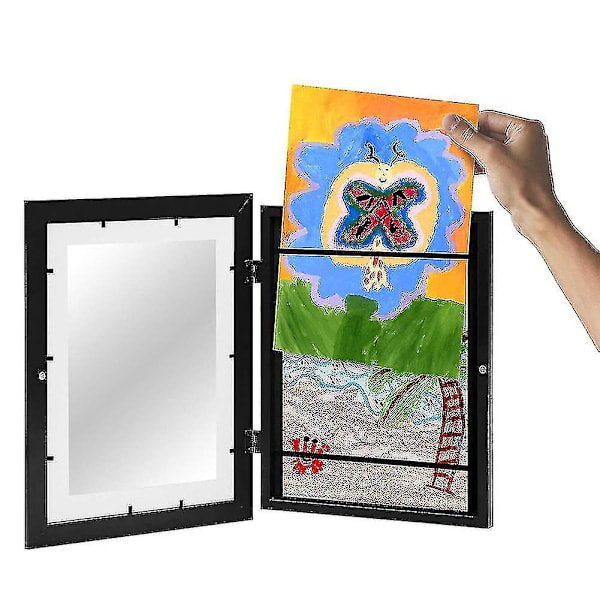 Barnerammer for barn - Enkelt å bytte kunstverk - Rammer for tegninger og kunstverk - Fotorammer for vegg og bordplate (26 x 35 cm)