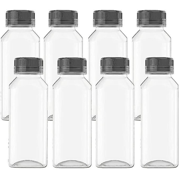 8-pack juiceflaskor 13,5 unse plastflaskor med lock, återanvändbara bulkvattenflaskor, dryckesflaskor, tomma flaskor för förvaring av drycker, juice,