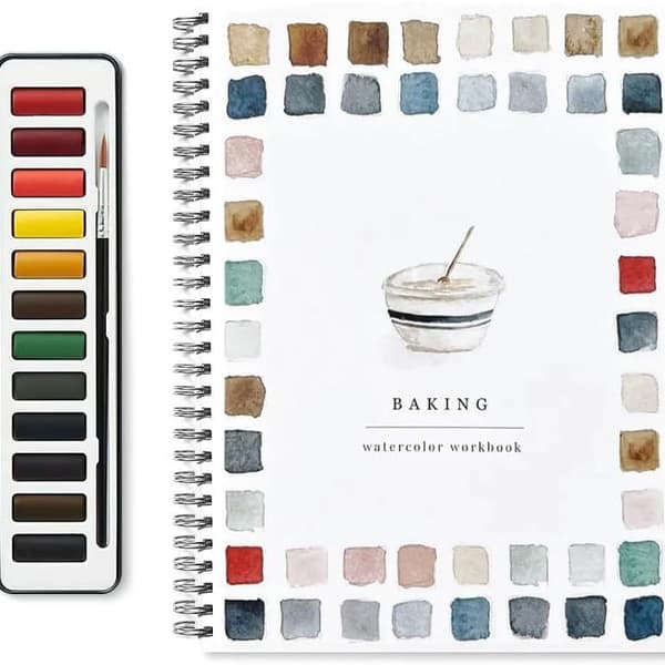 Akvarellövningsbok, nybörjarvänlig, handgjord målningsset presentförpackning, havstema (penslar ingår ej) Baking Baking