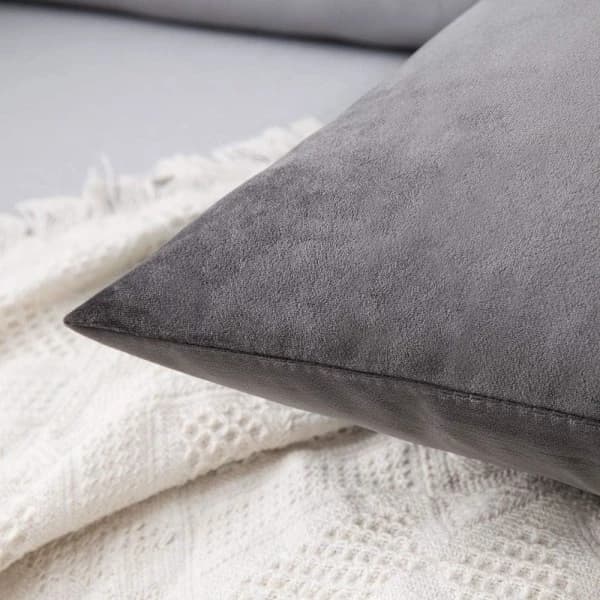 2 Dekorativt fløjl pudebetræk sofapude superblød dekoration hjem stue soveværelse til sofa 45X45CM Mørkegrå