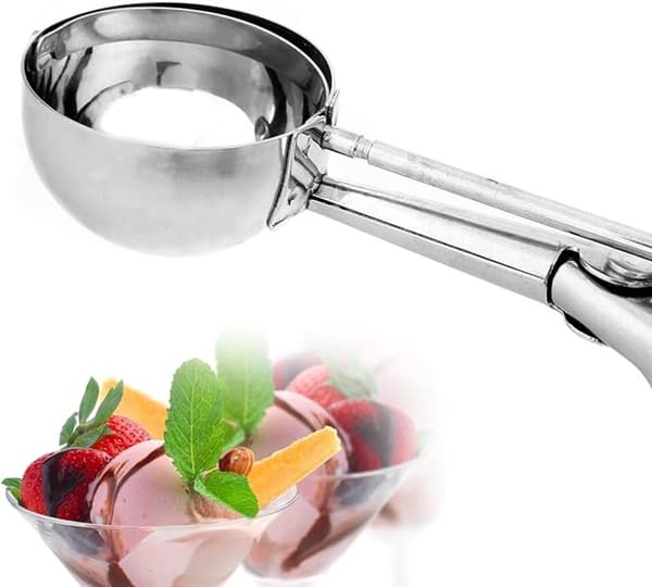 Kakskopa Set Rostfritt Stål Trigger Release för Glass, Kakor, Muffins, Köttbullar och Frukt, 3 Storlekar Silver