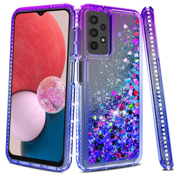 Elegant Choise Bling-etui til Samsung Galaxy A14 5G, flydende luksusglitteretui, rosa, grøn, lilla