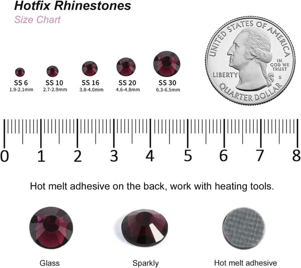 6000 st burgunderröda hotfix-strass, ametist SS10, 2,7-2,9 mm för pyssel och kläder Amethyst SS10