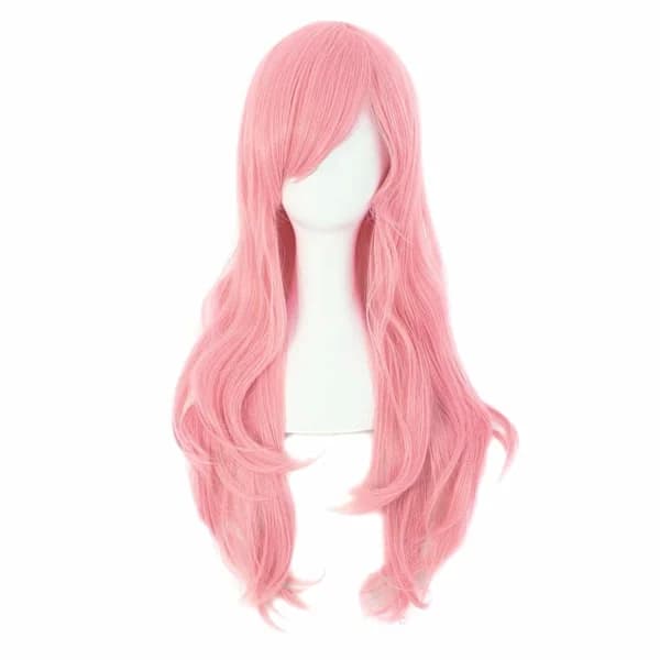 70 cm Lång Lockig Hårförlängning Kostym Cosplay Peruk (Rosa)