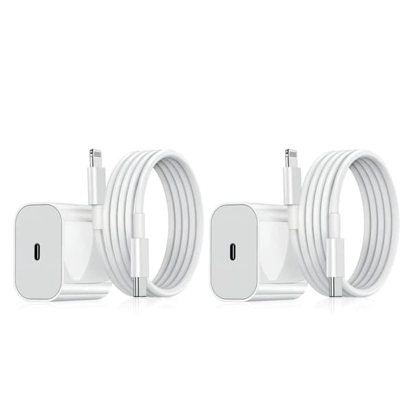 2-Pakning - Lader for iPhone Adapter+Kabel 20W USB-C Hurtiglader
