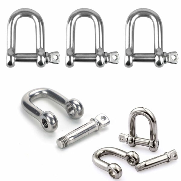 Rustfri stål sjækler 12 stykker M4 Rustfri stål sjækler Løfte sjækler Kæde D-ring sjækler Sjækel stift skrue spænde