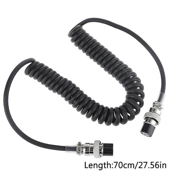 70 cm Mikrofonkabel til Flyveledning for Kenwood Transceiver MC-60 Sort Slidstærk