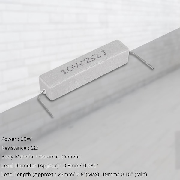 TS-10 stk. trådviklet keramisk cementmodstand 2 Ohm 10w Watt