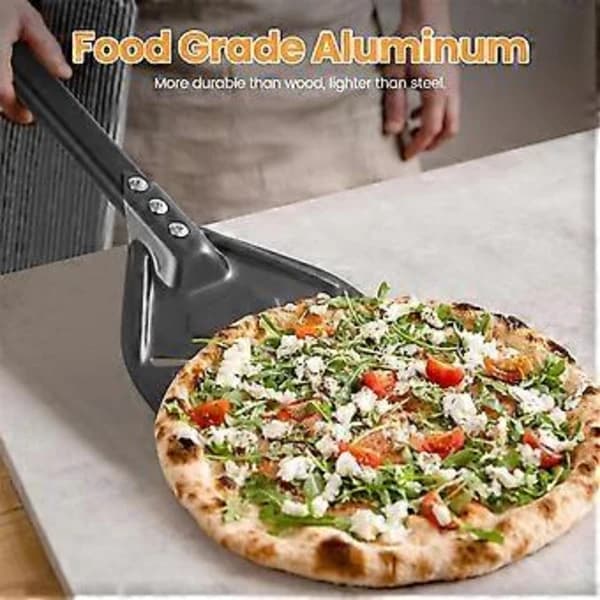 Pizza Drejeskovl Perforeret Aluminiumlegering Non-stick til Udendørs Pizzaovn Restaurantbrug Sort Grå 7 Tommer