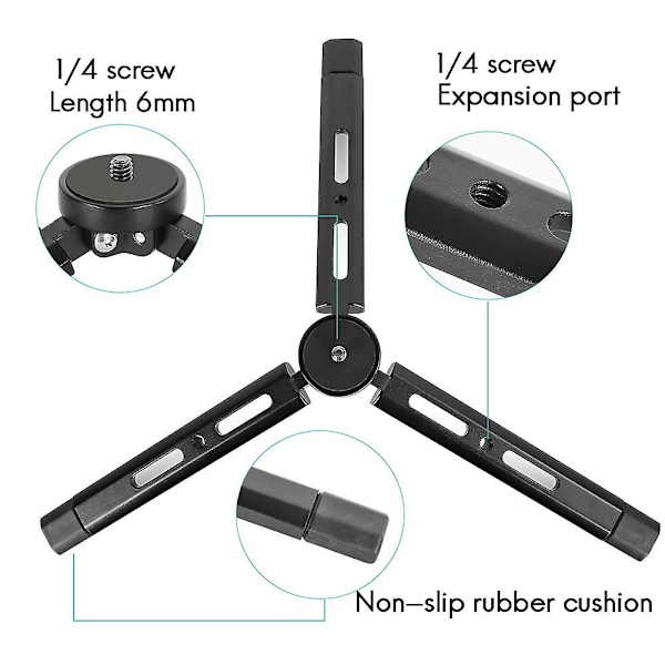 TS-Mini Tripod Aluminium Legering Bordstativ Tripod Med 1/4 Tomme Skrue Til Zhiyum S Sc Kamera Camcorde