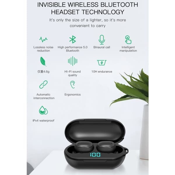 TS-H6 Todelliset langattomat Bluetooth 5.0 -kuulokkeet latauskotelolla