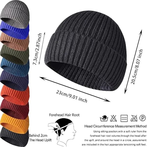 Vintermössa, Unisex Stretchig Mjuk Kant Skullcap, Termisk Randig Upprullningsbar Vintermössa