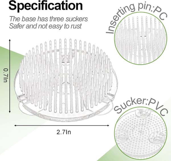 Blompinnar, 12-pack transparenta blomsterarrangemangshållare i plast med sugkoppar för vaser, bröllop och heminredning