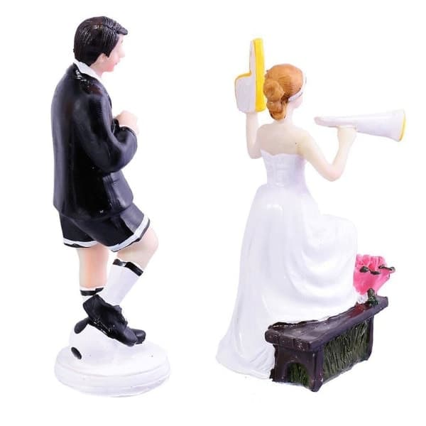 Fodboldtema Bryllupskage Topper Dekoration Resin Brud Og Brudgom Figur