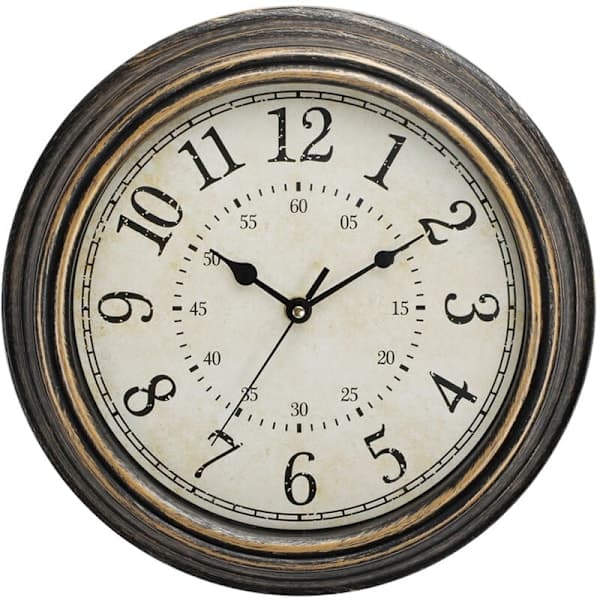 Vintage kvartsväggklocka 30 cm tyst, icke-tickande stora siffror & .