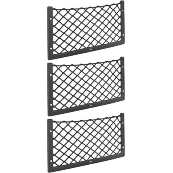 Pakke med 3 Opbevaringsnet til Bil - 36 x 18 cm - Elastiske - Til Varevogn, Campingvogn, Autocamper, Lastbil