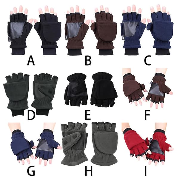 Warm Fleece Mittens with Texting Function, Foldable Tops for Photography, Running, Convertible Mittens Blue