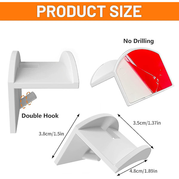 Hat Organizer, Cap Holder Wall Baseball Cap Holder, 10 pcs, White black