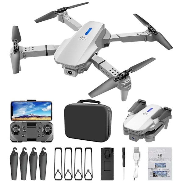 FPV-drone med simpelt 1080P-kamera 2,4G WIFI FPV RC Quadcopter med Headless Mode Follow Me Altitude Hold Legetøj Gaver til Børn Voksen