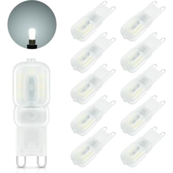 TS-Ampoule LED G9, 3W Motsvarar 30W Halogenlampa, Kallvitt 6000K, 300LM, Mini LED G9 Lampa Flimmerfri, Ej Dimbar, 360° Spridningsvinkel