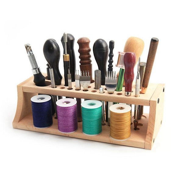 Tool Rack DIY Leather Tool Rack Leather Art Pressure Wax Line Storage Box Solid Wood Tool Storage B